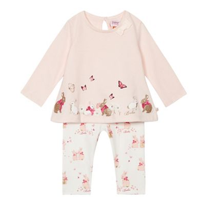 Baby girls' pink bunny top and leggings set